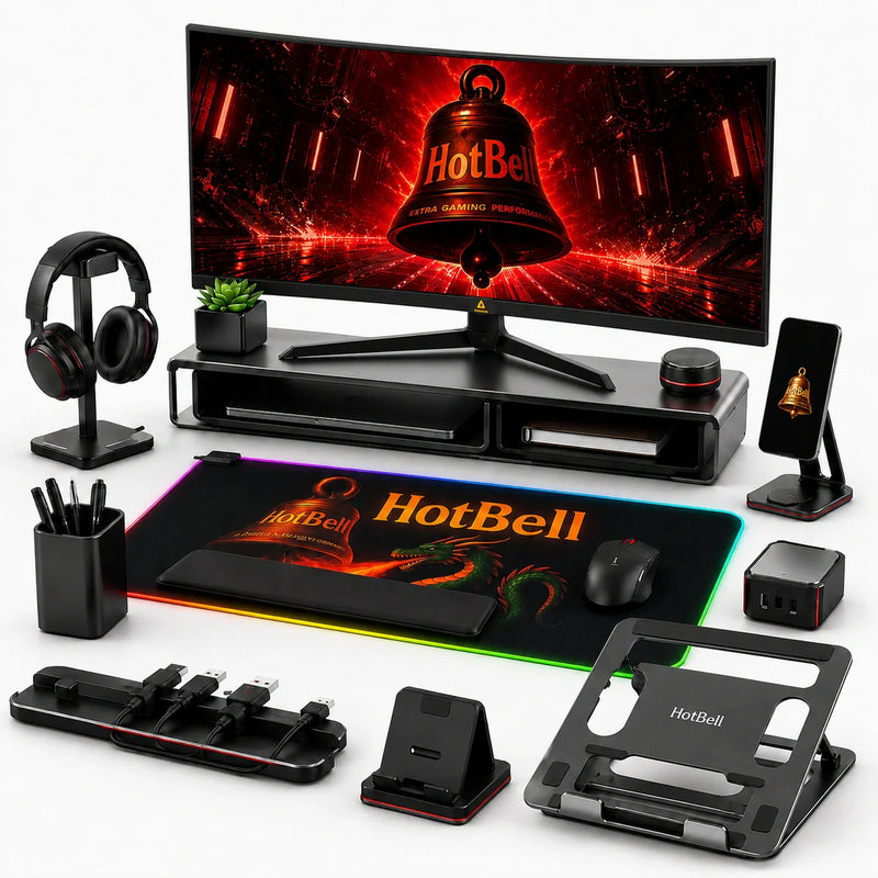 HotBell gaming mouse and RGB desk mat for a gaming desk setup