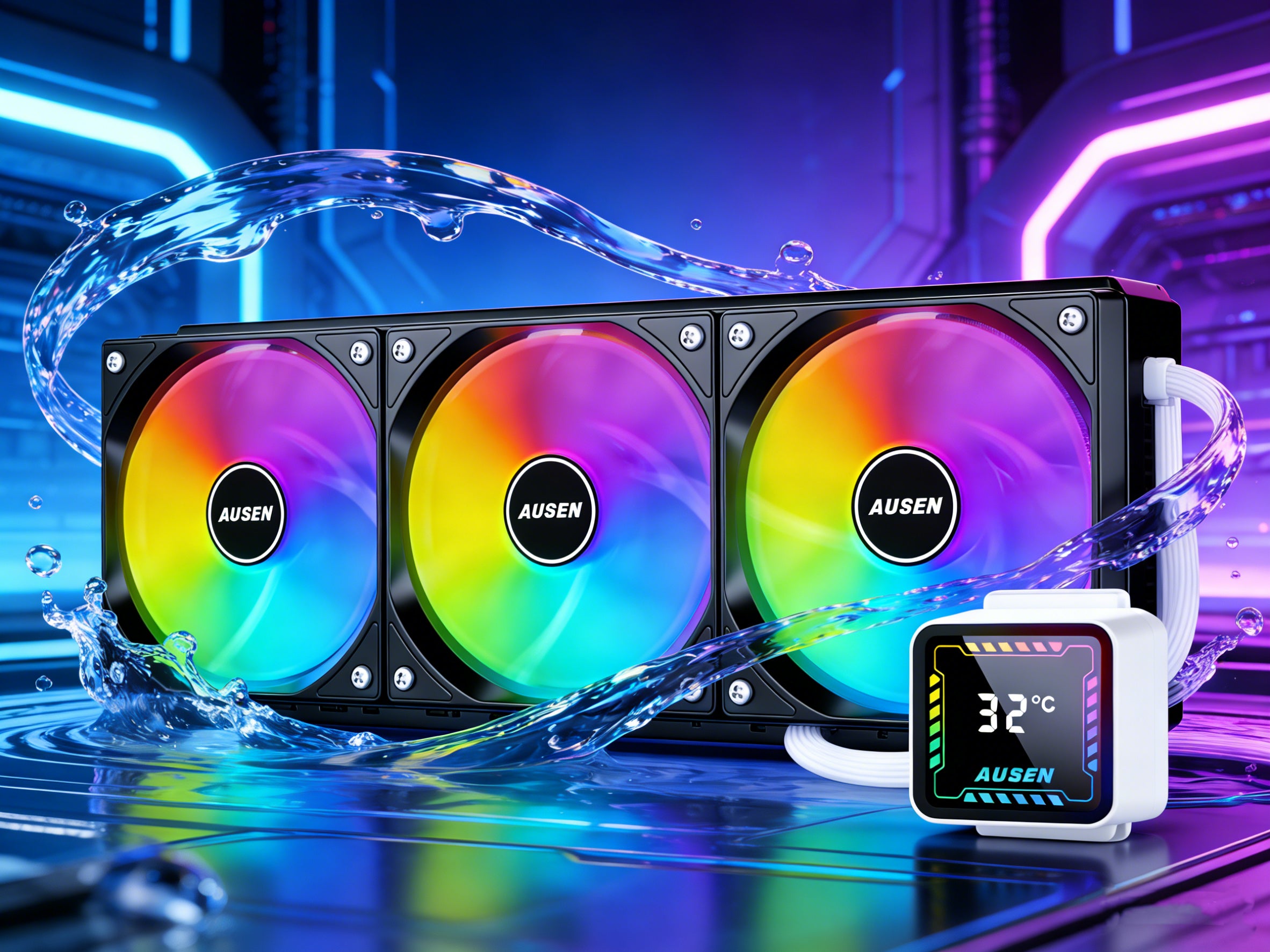 HotBell 360mm ARGB Liquid CPU Cooler with Screen