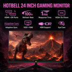 HotBell 24-inch Full HD gaming monitor with 100Hz, 1ms response time, HDMI and DisplayPort, HDR, VESA mount, and eye care