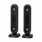 HotBell HBC300 black desktop speaker pair with dual drivers and base controls on a white background