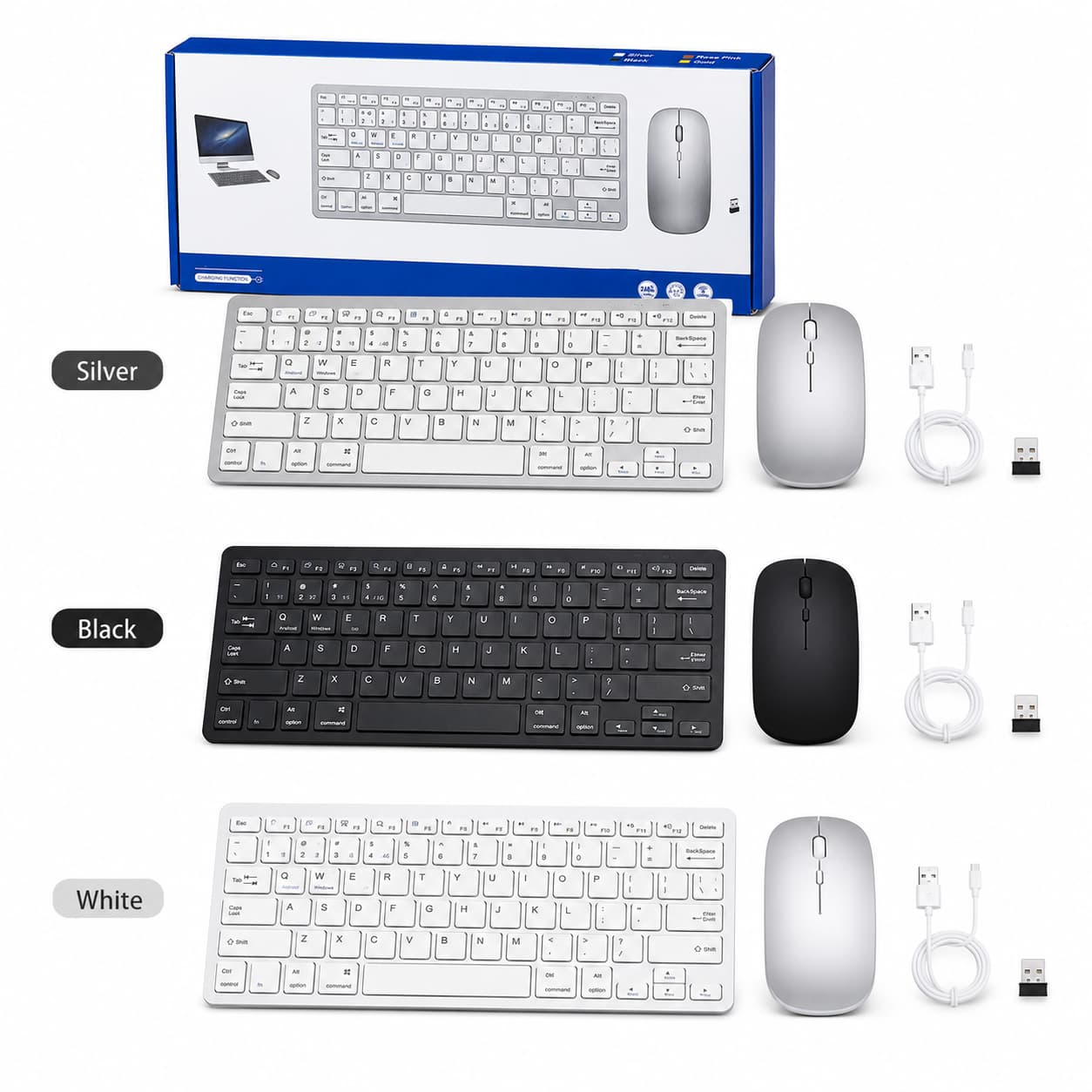 HotBell wireless keyboard and mouse combo with Bluetooth and 2.4G connectivity for office and business workstations