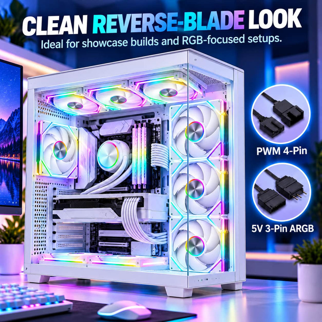 HotBell 120mm ARGB PWM Reverse Blade PC Case Fan