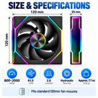 HotBell 120mm ARGB PWM Reverse Blade PC Case Fan