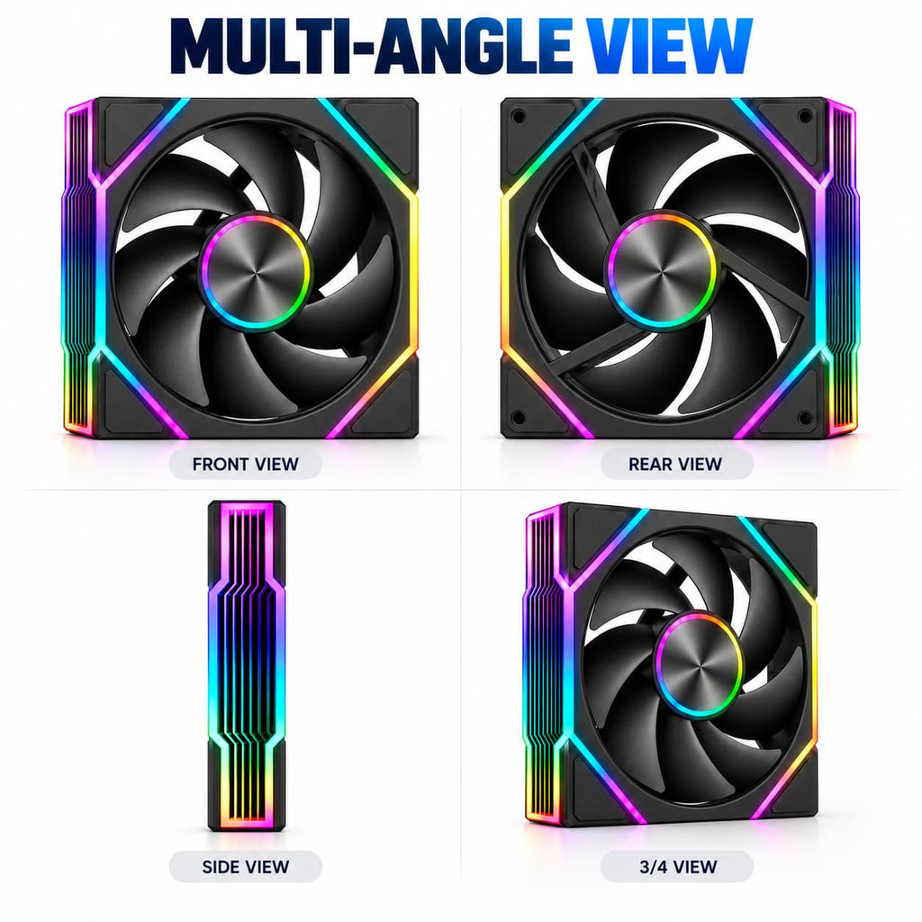 HotBell 120mm ARGB PWM Reverse Blade PC Case Fan