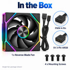 HotBell 120mm ARGB PWM Reverse Blade PC Case Fan