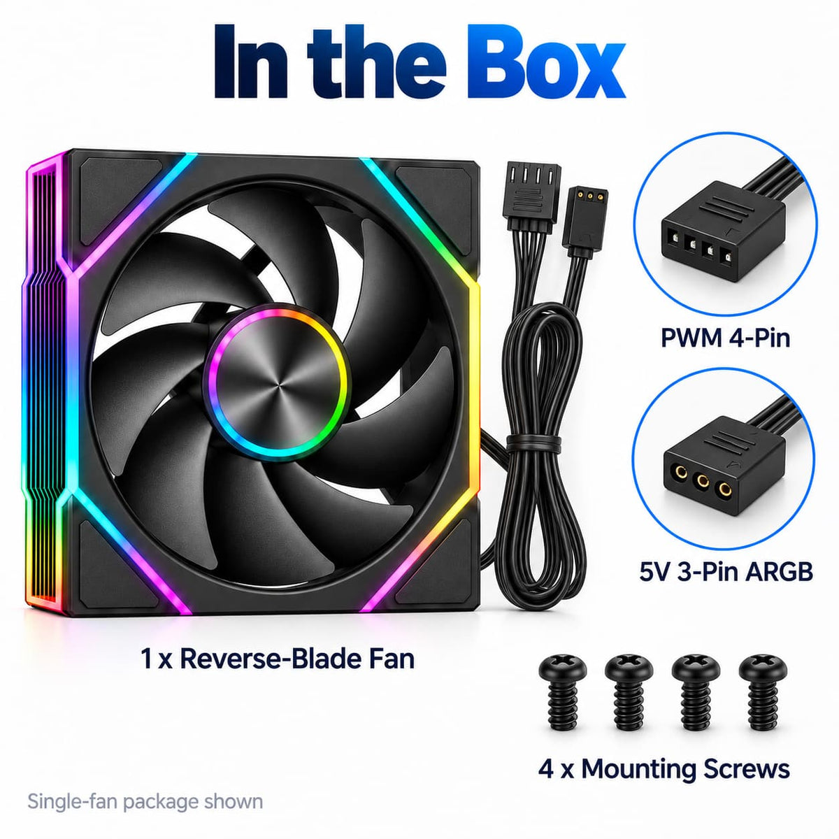 HotBell 120mm ARGB PWM Reverse Blade PC Case Fan