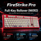 HotBell FireStrike Pro mechanical keyboard with NKRO and wired, 2.4GHz, and Bluetooth connectivity