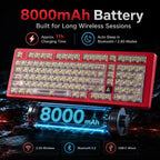 HotBell FireStrike Pro wireless mechanical keyboard with 8000mAh rechargeable battery and auto sleep mode