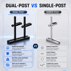 HotBell dual-post GPU support bracket compared with a single-post graphics card support stand