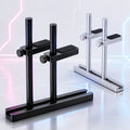 HotBell adjustable dual-post GPU support stands in black and silver aluminum finishes