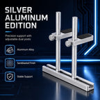 HotBell silver aluminum dual-post GPU support bracket with sandblasted finish and adjustable supports