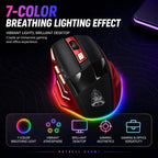 HotBell HGBM1 red and black gaming mouse with seven-color breathing light effect for gaming and office setups