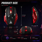HotBell HGBM1 gaming mouse dimensions showing 5.12-inch length, 3.35-inch width, and 1.57-inch height