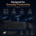 HotBell Bluetooth and 2.4GHz wireless keyboard and mouse combo for home office, business workstations, and remote work