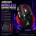HotBell HGBM1 wireless rechargeable gaming mouse with adjustable DPI, side buttons, ergonomic design, and USB-C charging