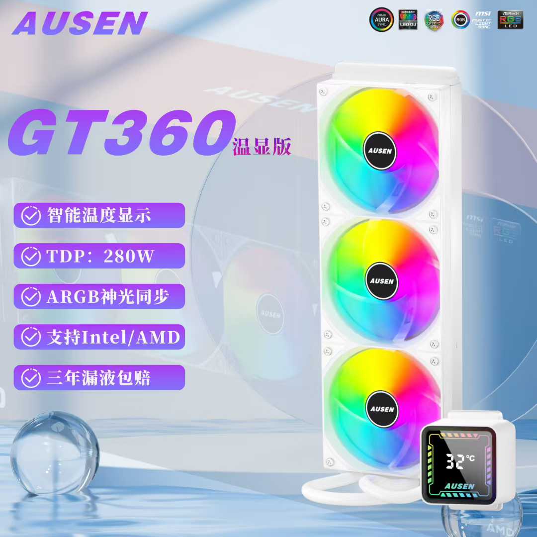 Liquid Cool Fan With Screen (White)