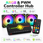 Black HotBell RGB CPU air cooler with 4-pin PWM control, 1800 RPM fan, and black or white color options.