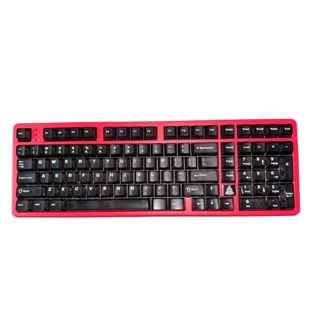 HotBell FireStrike Pro red 101-key mechanical keyboard with black keycaps on a white background