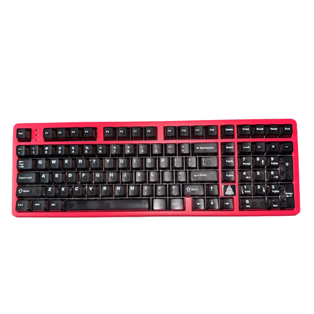 HotBell FireStrike Pro red 101-key mechanical keyboard with black keycaps on a white background