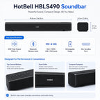 HotBell HBLS490 soundbar dimensions and features with 20W output, Bluetooth and multiple audio inputs