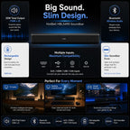 HotBell HBLS490 rechargeable Bluetooth soundbar with 20W output, multiple inputs and slim design